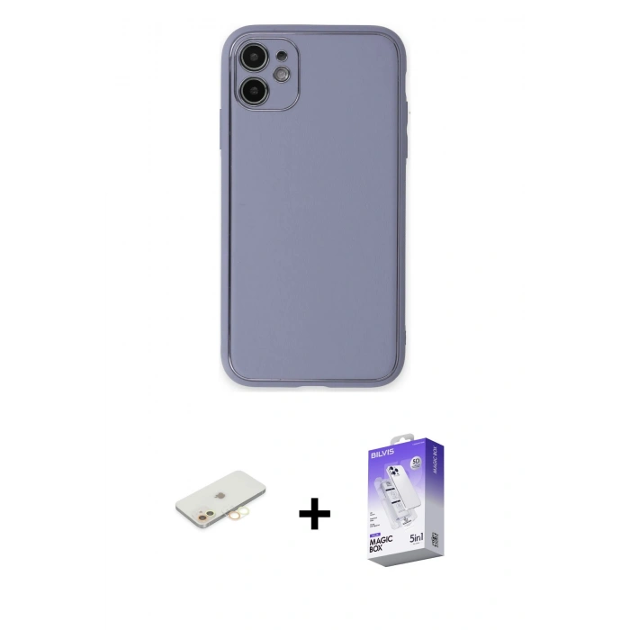 MARSİLYAN™- iPhone 12 Kılıf Yadigar Klasik - Siyah Bilvis 5in1 3D Magic Cam Ekran Koruyucu + Renkli Kamera Lens Koruma Cam - SI