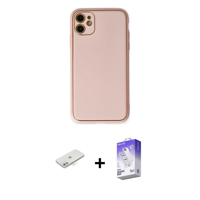 MARSİLYAN™- iPhone 12 Kılıf Yadigar Klasik - Siyah Bilvis 5in1 3D Magic Cam Ekran Koruyucu + Renkli Kamera Lens Koruma Cam - SI