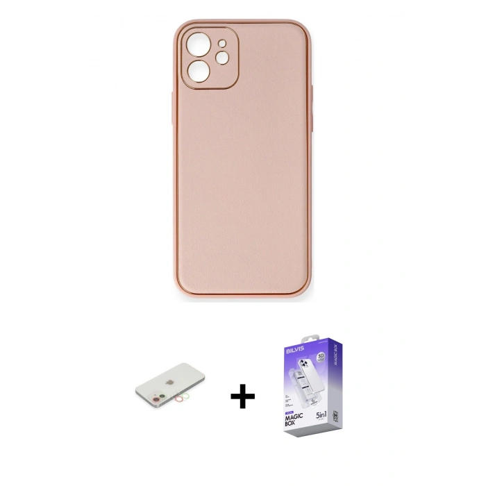 MARSİLYAN™- iPhone 12 Kılıf Yadigar Klasik - Siyah Bilvis 5in1 3D Magic Cam Ekran Koruyucu + Renkli Kamera Lens Koruma Cam - YL