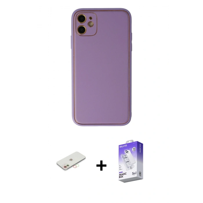 MARSİLYAN™- iPhone 12 Kılıf Yadigar Klasik - Siyah Bilvis 5in1 3D Magic Cam Ekran Koruyucu + Renkli Kamera Lens Koruma Cam - YL