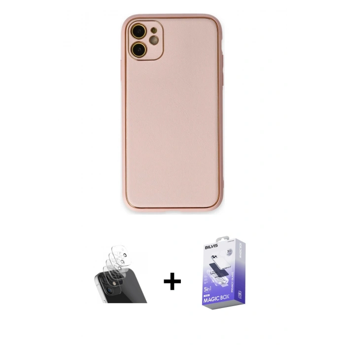 MARSİLYAN™- iPhone 12 Kılıf Yadigar Klasik - Siyah Bilvis 5in1 5D Magic Hayalet Cam Ekran Koruyucu + Kamera Lens Koruma Cam - SF