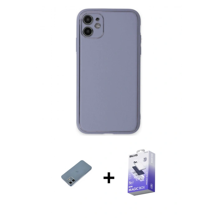 MARSİLYAN™- iPhone 12 Kılıf Yadigar Klasik - Siyah Bilvis 5in1 5D Magic Hayalet Cam Ekran Koruyucu + Shine Kamera Lens Koruma Cam - SABE