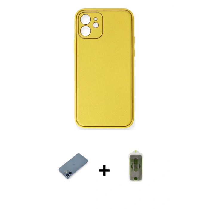 MARSİLYAN™- iPhone 12 Kılıf Yadigar Klasik - Siyah Joko Magic 5D Hayalet Cam + Metal Kamera Lens Koruma Cam - MI