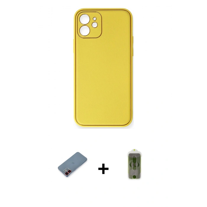 MARSİLYAN™- iPhone 12 Kılıf Yadigar Klasik - Siyah Joko Magic 5D Hayalet Cam + Metal Kamera Lens Koruma Cam - KI