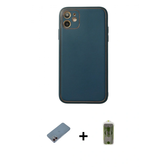 MARSİLYAN™- iPhone 12 Kılıf Yadigar Klasik - Siyah Joko Magic 5D Hayalet Cam + Pembe Shine Kamera Lens Koruma Cam