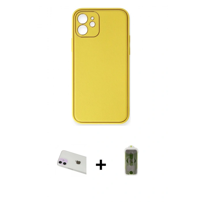 MARSİLYAN™- iPhone 12 Kılıf Yadigar Klasik - Siyah Joko Magic 5D Hayalet Cam + Rainbow Kamera Lens Koruma Cam - MR