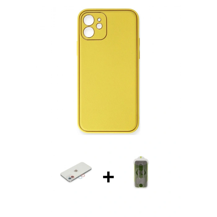 MARSİLYAN™- iPhone 12 Kılıf Yadigar Klasik - Siyah Joko Magic 5D Hayalet Cam + Renkli Kamera Lens Koruma Cam - PE