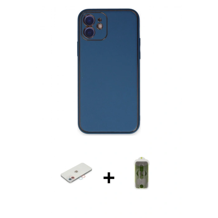 MARSİLYAN™- iPhone 12 Kılıf Yadigar Klasik - Siyah Joko Magic 5D Hayalet Cam + Renkli Kamera Lens Koruma Cam - PE