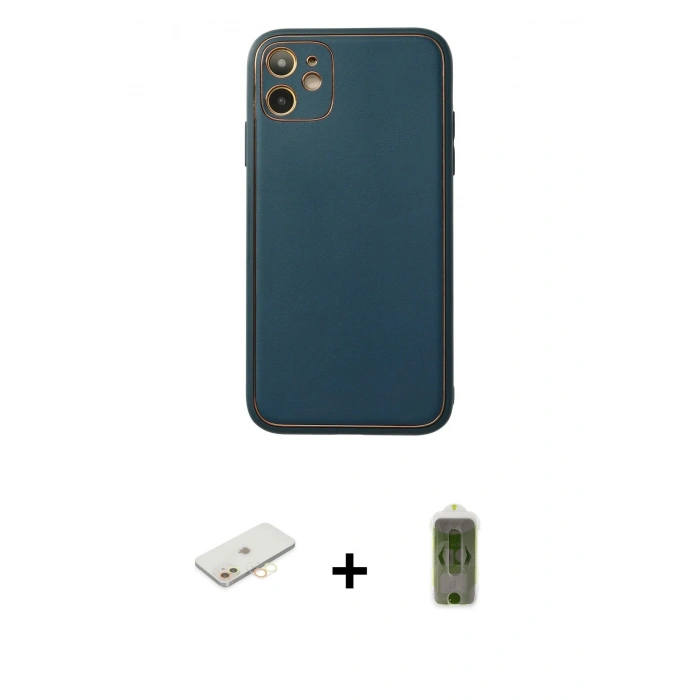 MARSİLYAN™- iPhone 12 Kılıf Yadigar Klasik - Siyah Joko Magic 5D Hayalet Cam + Renkli Kamera Lens Koruma Cam - SI