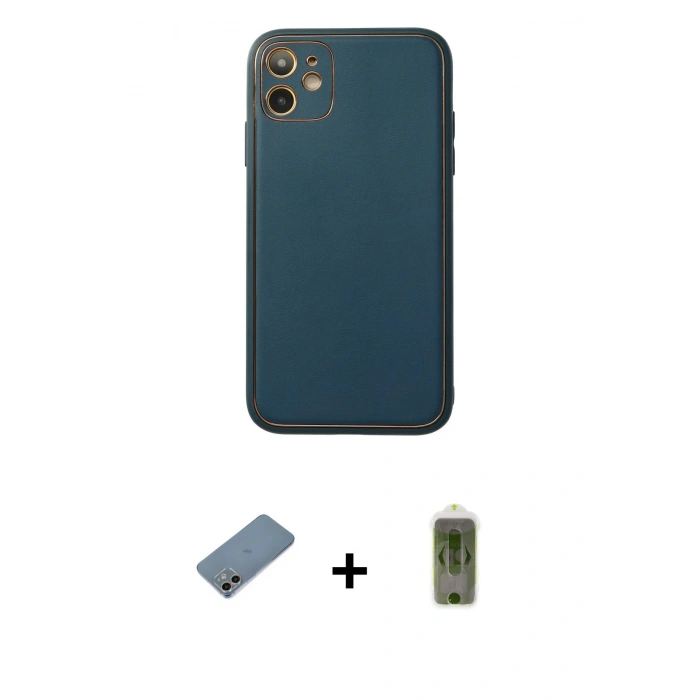 MARSİLYAN™- iPhone 12 Kılıf Yadigar Klasik - Siyah Joko Magic 5D Hayalet Cam + Shine Kamera Lens Koruma Cam - GI