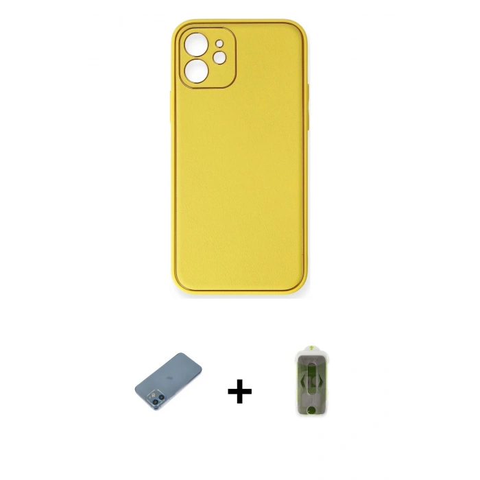 MARSİLYAN™- iPhone 12 Kılıf Yadigar Klasik - Siyah Joko Magic 5D Hayalet Cam + Shine Kamera Lens Koruma Cam - MI