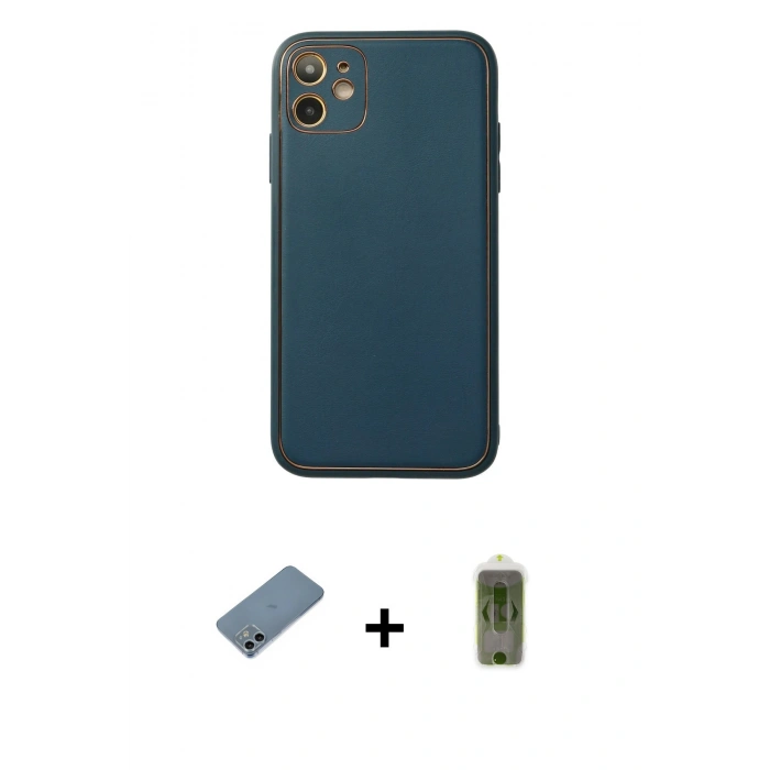 MARSİLYAN™- iPhone 12 Kılıf Yadigar Klasik - Siyah Joko Magic 5D Hayalet Cam + Shine Kamera Lens Koruma Cam - SABE