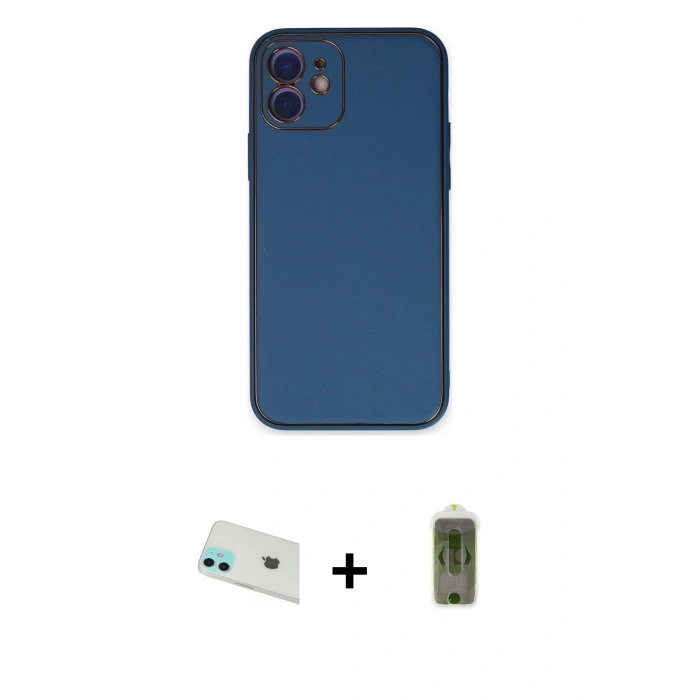 MARSİLYAN™- iPhone 12 Kılıf Yadigar Klasik - Siyah Joko Magic 5D Hayalet Cam + Yeşil Rainbow Kamera Lens Koruma Cam