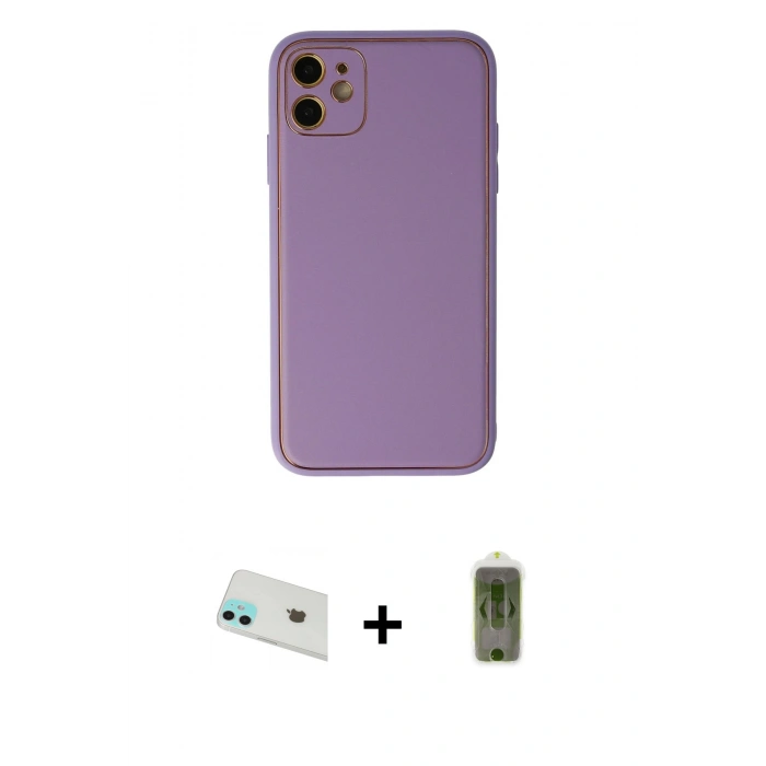 MARSİLYAN™- iPhone 12 Kılıf Yadigar Klasik - Siyah Joko Magic 5D Hayalet Cam + Yeşil Rainbow Kamera Lens Koruma Cam