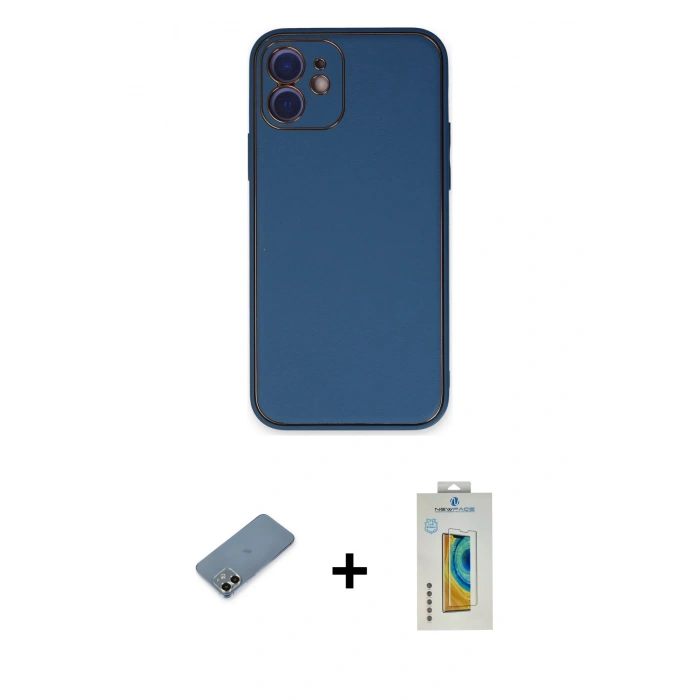 MARSİLYAN™- iPhone 12 Kılıf Yadigar Klasik - Siyah Polymer Nano Ekran Koruyucu + Metal Kamera Lens Koruma Cam - GD