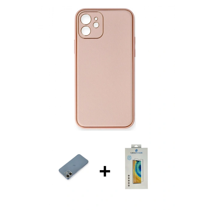 MARSİLYAN™- iPhone 12 Kılıf Yadigar Klasik - Siyah Polymer Nano Ekran Koruyucu + Metal Kamera Lens Koruma Cam - GD
