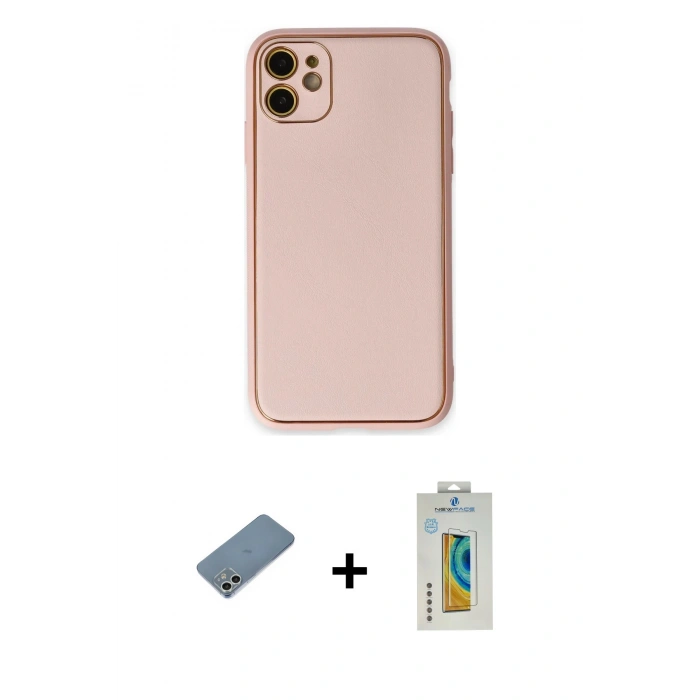 MARSİLYAN™- iPhone 12 Kılıf Yadigar Klasik - Siyah Polymer Nano Ekran Koruyucu + Shine Kamera Lens Koruma Cam - GS