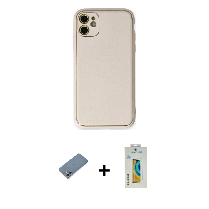 MARSİLYAN™- iPhone 12 Kılıf Yadigar Klasik - Siyah Polymer Nano Ekran Koruyucu + Shine Kamera Lens Koruma Cam - GS