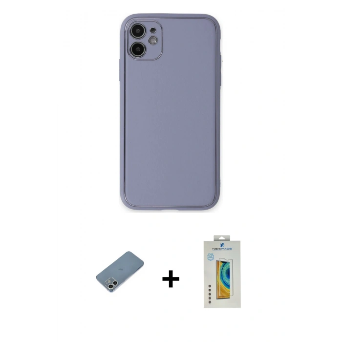 MARSİLYAN™- iPhone 12 Kılıf Yadigar Klasik - Siyah Polymer Nano Ekran Koruyucu + Shine Kamera Lens Koruma Cam - GS