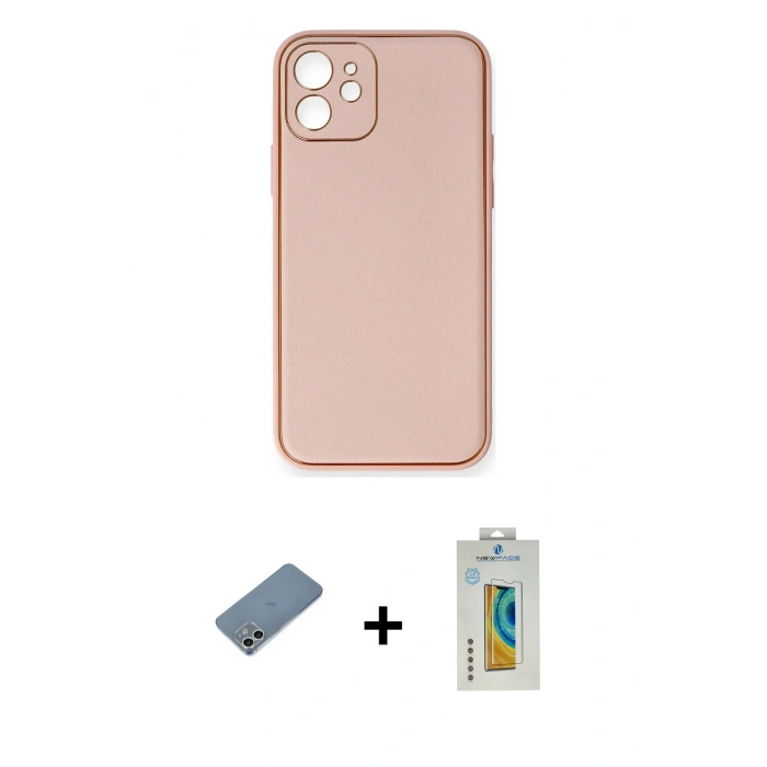 MARSİLYAN™- iPhone 12 Kılıf Yadigar Klasik - Siyah Polymer Nano Ekran Koruyucu + Shine Kamera Lens Koruma Cam - GS