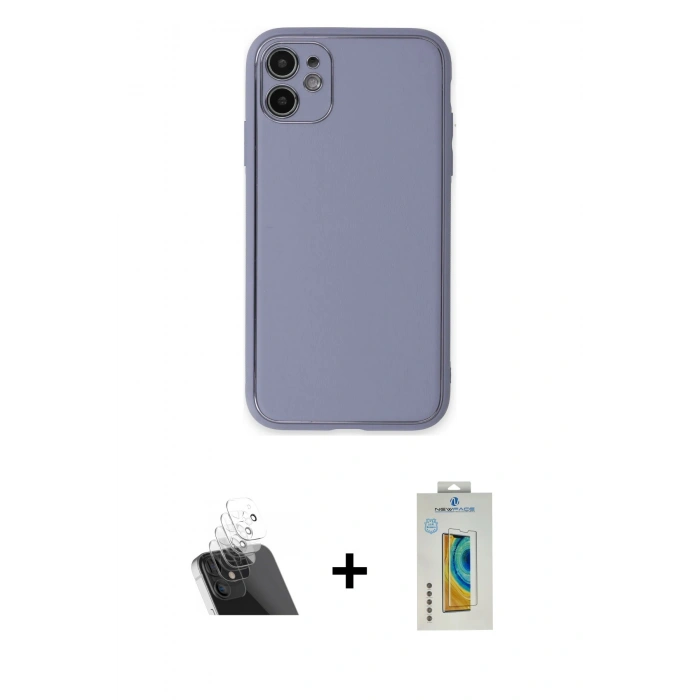 MARSİLYAN™- iPhone 12 Kılıf Yadigar Klasik - Siyah Polymer Nano Ekran Koruyucu + Kamera Lens Koruma Cam - SF
