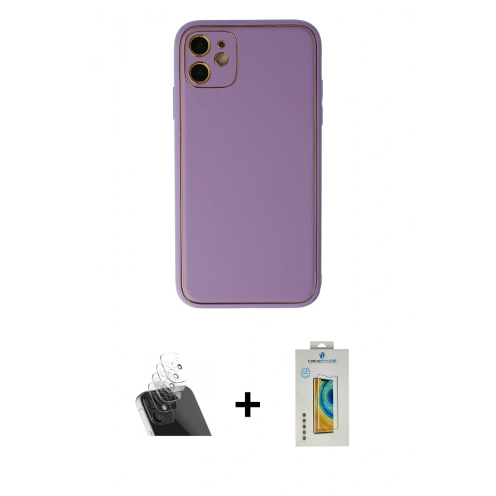 MARSİLYAN™- iPhone 12 Kılıf Yadigar Klasik - Siyah Polymer Nano Ekran Koruyucu + Kamera Lens Koruma Cam - SF