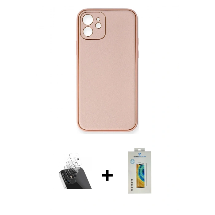 MARSİLYAN™- iPhone 12 Kılıf Yadigar Klasik - Siyah Polymer Nano Ekran Koruyucu + Kamera Lens Koruma Cam - SF