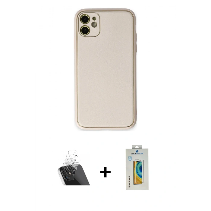 MARSİLYAN™- iPhone 12 Kılıf Yadigar Klasik - Siyah Polymer Nano Ekran Koruyucu + Kamera Lens Koruma Cam - SF