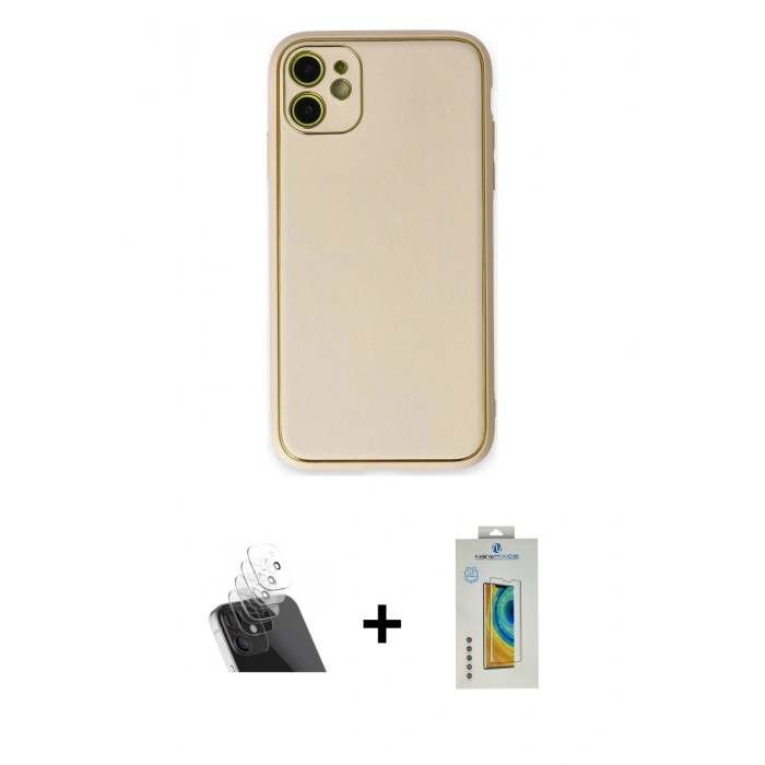 MARSİLYAN™- iPhone 12 Kılıf Yadigar Klasik - Siyah Polymer Nano Ekran Koruyucu + Kamera Lens Koruma Cam - SF