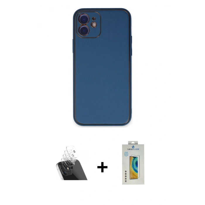MARSİLYAN™- iPhone 12 Kılıf Yadigar Klasik - Siyah Polymer Nano Ekran Koruyucu + Kamera Lens Koruma Cam - SF