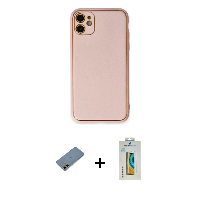 MARSİLYAN™- iPhone 12 Kılıf Yadigar Klasik - Siyah Polymer Nano Ekran Koruyucu + Shine Kamera Lens Koruma Cam - GD