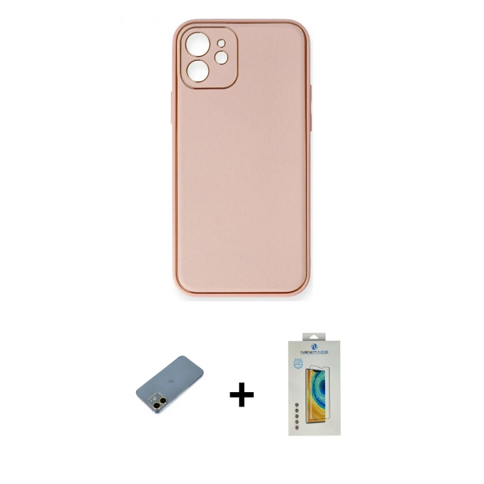 MARSİLYAN™- iPhone 12 Kılıf Yadigar Klasik - Siyah Polymer Nano Ekran Koruyucu + Shine Kamera Lens Koruma Cam - GD