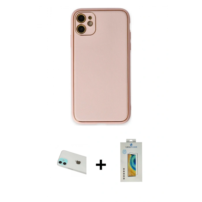 MARSİLYAN™- iPhone 12 Kılıf Yadigar Klasik - Siyah Polymer Nano Ekran Koruyucu + Yeşil Rainbow Kamera Lens Koruma Cam
