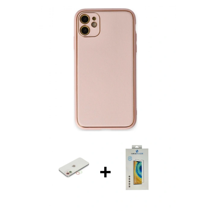 MARSİLYAN™- iPhone 12 Kılıf Yadigar Klasik - Siyah Polymer Nano Ekran Koruyucu + Renkli Kamera Lens Koruma Cam - YL