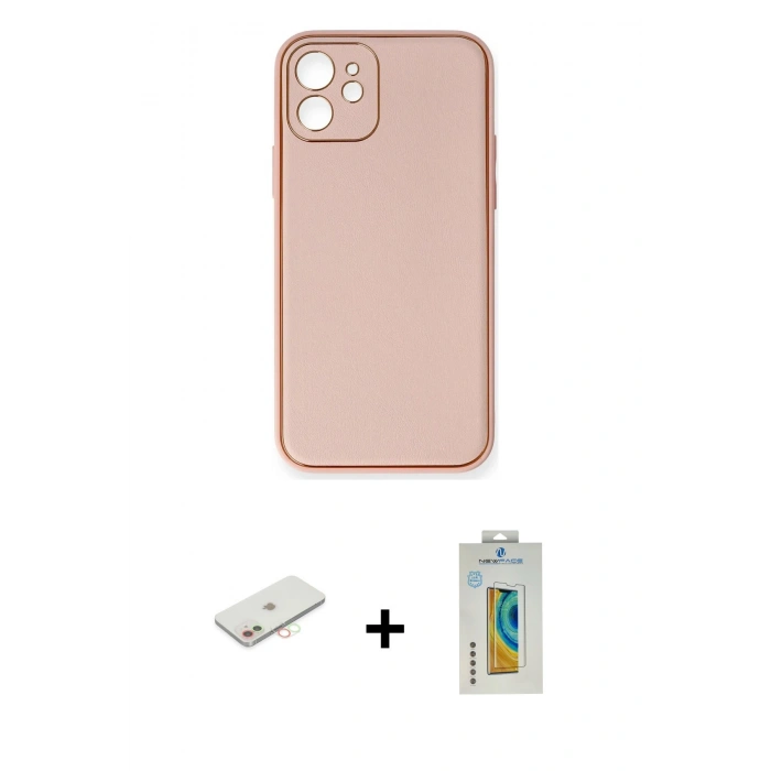 MARSİLYAN™- iPhone 12 Kılıf Yadigar Klasik - Siyah Polymer Nano Ekran Koruyucu + Renkli Kamera Lens Koruma Cam - YL