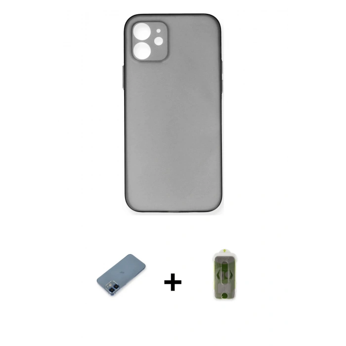 MARSİLYAN™- iPhone 12 Kılıf Yadigar Yansıma Serisi - Siyah Joko Magic 5D Hayalet Cam + Metal Kamera Lens Koruma Cam - MI
