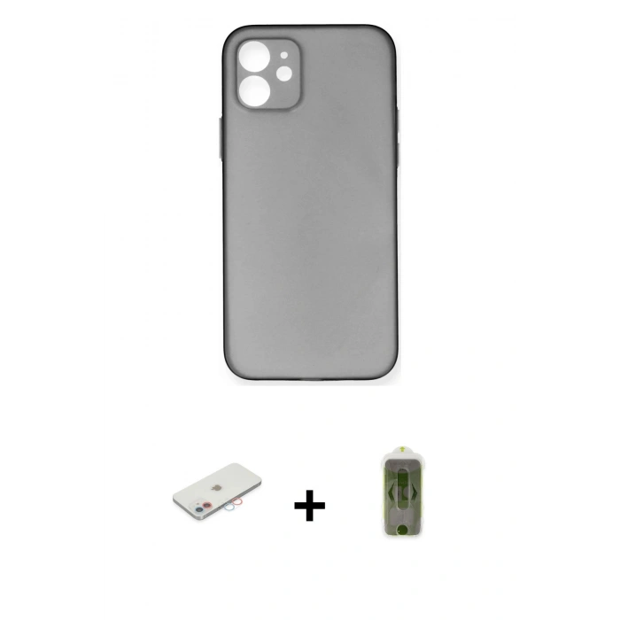 MARSİLYAN™- iPhone 12 Kılıf Yadigar Yansıma Serisi - Siyah Joko Magic 5D Hayalet Cam + Pembe Renkli Kamera Lens Koruma Cam