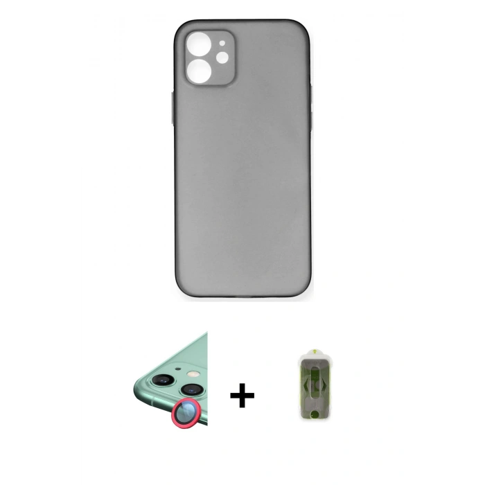 MARSİLYAN™- iPhone 12 Kılıf Yadigar Yansıma Serisi - Siyah Joko Magic 5D Hayalet Cam + Raze Metal Kamera Lens - KI