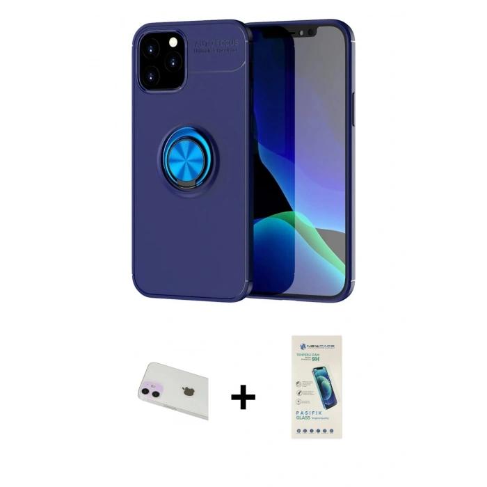 MARSİLYAN™- iPhone 12 Kılıf Yankı Form Prime - Şeffaf Pasifik Cam Ekran Koruyucu + Rainbow Kamera Lens Koruma Cam - MR