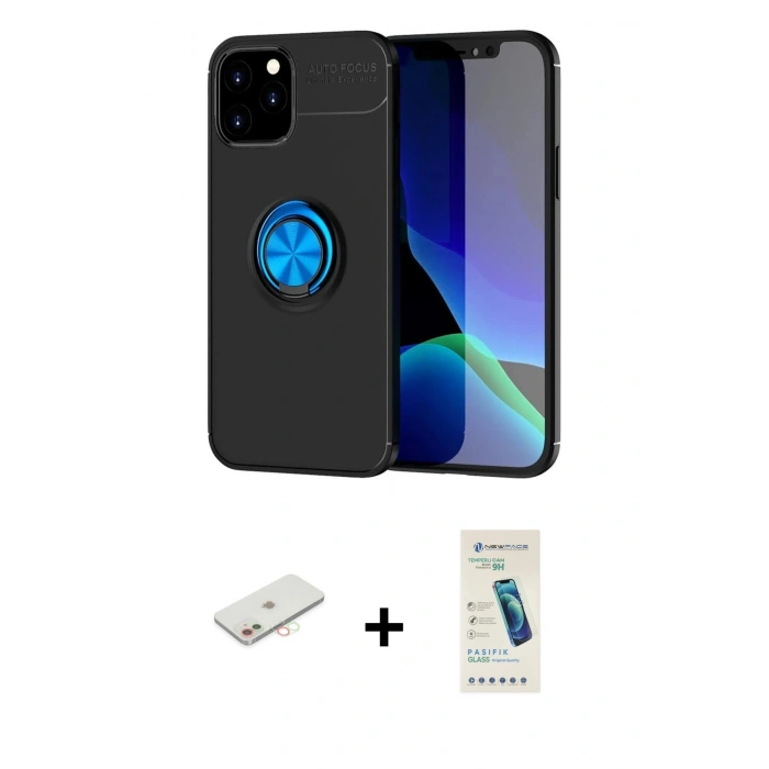 MARSİLYAN™- iPhone 12 Kılıf Yankı Form Prime - Şeffaf Pasifik Cam Ekran Koruyucu + Renkli Kamera Lens Koruma Cam - YL