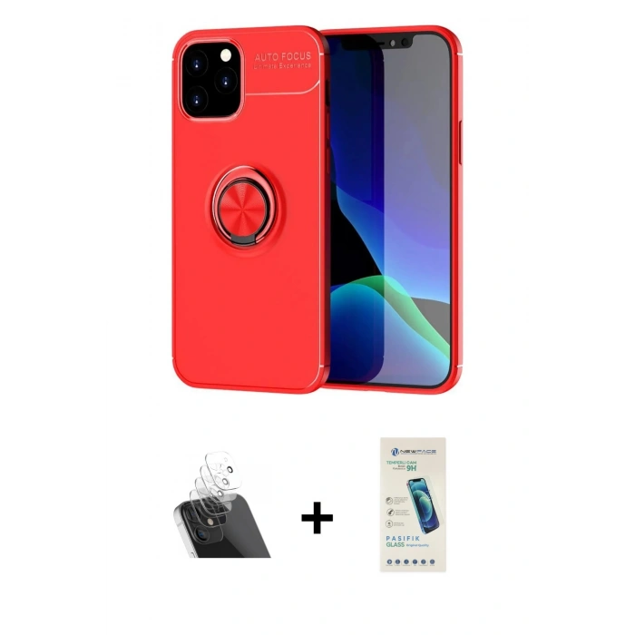 MARSİLYAN™- iPhone 12 Kılıf Yankı Form Prime - Şeffaf Pasifik Cam Ekran Koruyucu + Kamera Lens Koruma Cam - SF