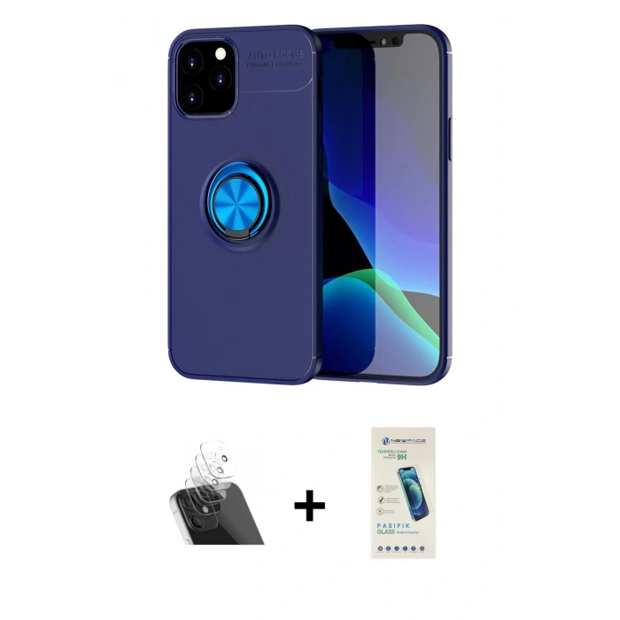 MARSİLYAN™- iPhone 12 Kılıf Yankı Form Prime - Şeffaf Pasifik Cam Ekran Koruyucu + Kamera Lens Koruma Cam - SF