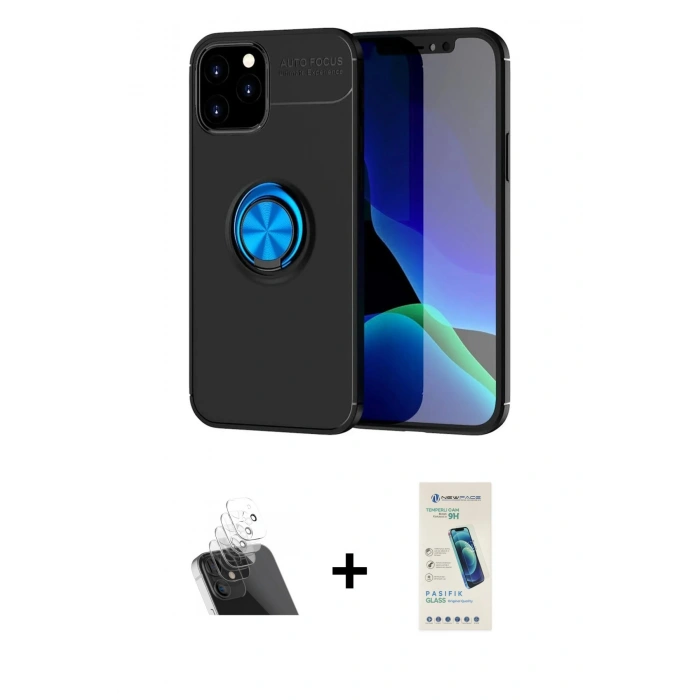 MARSİLYAN™- iPhone 12 Kılıf Yankı Form Prime - Şeffaf Pasifik Cam Ekran Koruyucu + Kamera Lens Koruma Cam - SF