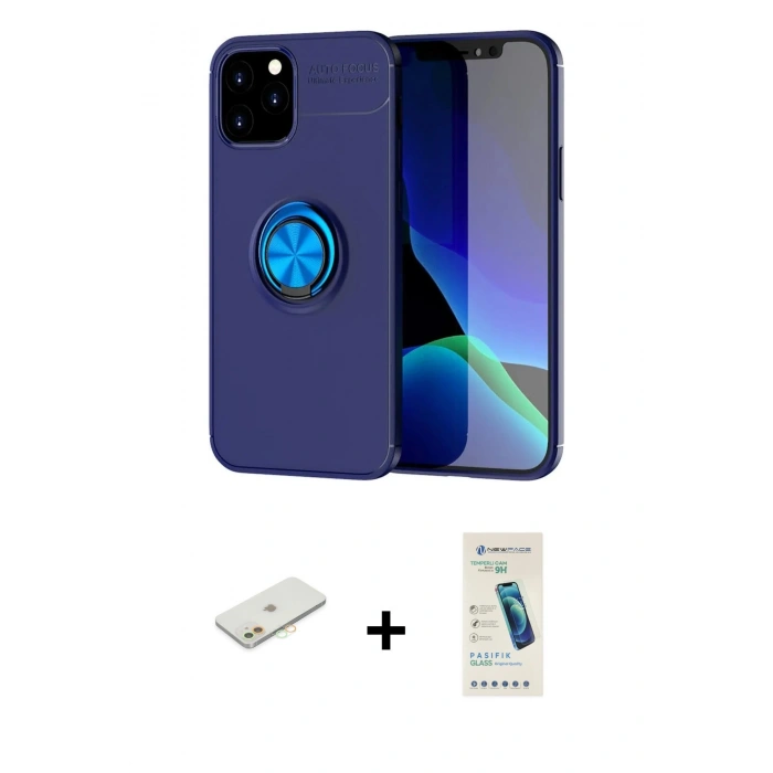 MARSİLYAN™- iPhone 12 Kılıf Yankı Form Prime - Şeffaf Pasifik Cam Ekran Koruyucu + Renkli Kamera Lens Koruma Cam - TU