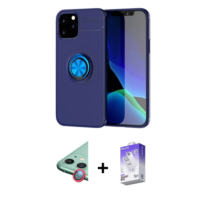 MARSİLYAN™- iPhone 12 Kılıf Yankı Form Prime - Siyah Bilvis 5in1 3D Magic Cam Ekran Koruyucu + Raze Metal Kamera Lens - KI