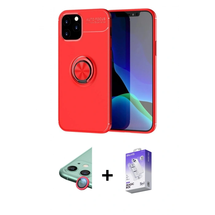 MARSİLYAN™- iPhone 12 Kılıf Yankı Form Prime - Siyah Bilvis 5in1 3D Magic Cam Ekran Koruyucu + Raze Metal Kamera Lens - KI