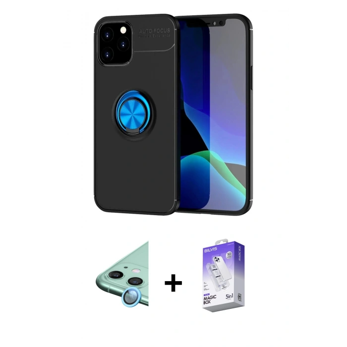 MARSİLYAN™- iPhone 12 Kılıf Yankı Form Prime - Siyah Bilvis 5in1 3D Magic Cam Ekran Koruyucu + Raze Metal Kamera Lens - MI