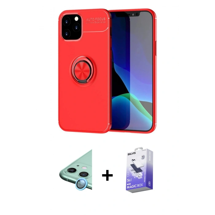 MARSİLYAN™- iPhone 12 Kılıf Yankı Form Prime - Siyah Bilvis 5in1 5D Magic Hayalet Cam Ekran Koruyucu + Raze Metal Kamera Lens - MI