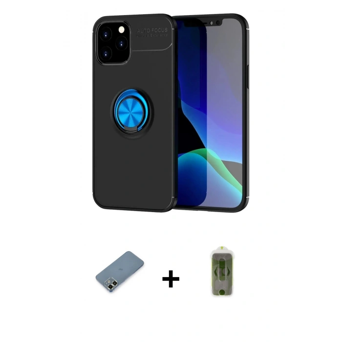 MARSİLYAN™- iPhone 12 Kılıf Yankı Form Prime - Siyah Joko Magic 5D Hayalet Cam + Metal Kamera Lens Koruma Cam - AKYL