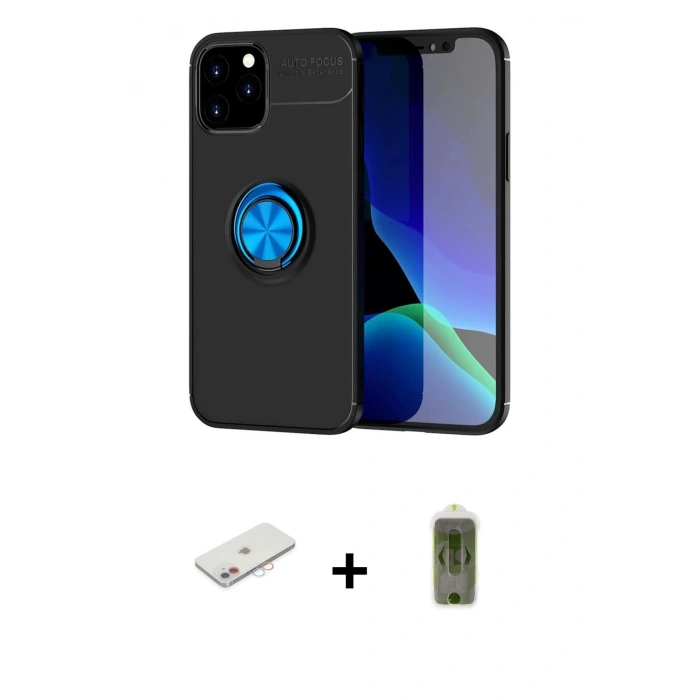 MARSİLYAN™- iPhone 12 Kılıf Yankı Form Prime - Siyah Joko Magic 5D Hayalet Cam + Renkli Kamera Lens Koruma Cam - PE